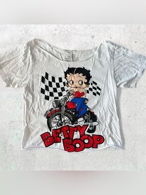 Y2K Style Betty Boop White Crop Top
